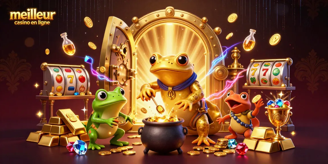 Illustration complexe de "meilleur casino en ligne" mettant en scène un alchimiste et ses assistants en pleine transformation de métaux en pièces d'or.