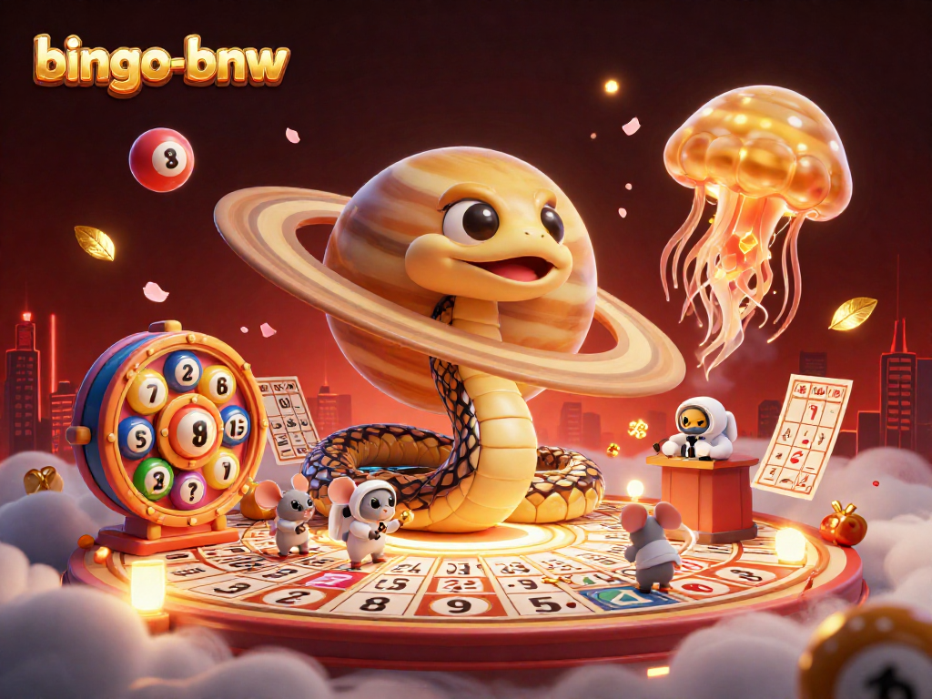Bingo players hitting jackpots with bingo-bnw at a lively cosmic bingo hall.