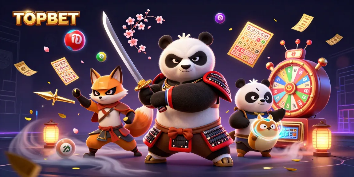 Engage with thrilling games at TOPBET as a samurai panda and ninja fox adventure with colorful elements.