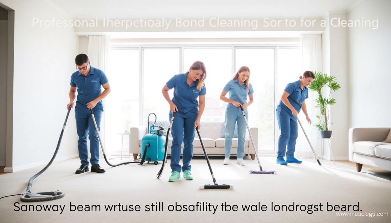 Team performing bond cleaning Logan service in a well-lit apartment.