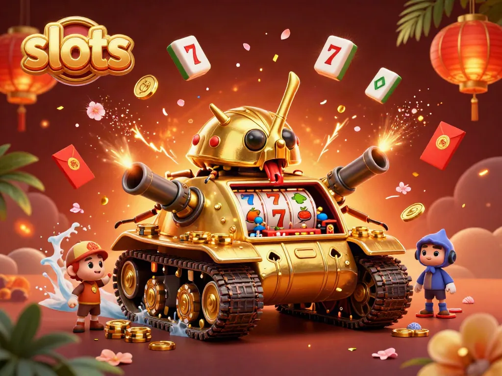 Spin the reels of exciting slots in a vibrant 3D casino scene with golden beetles and rewards.