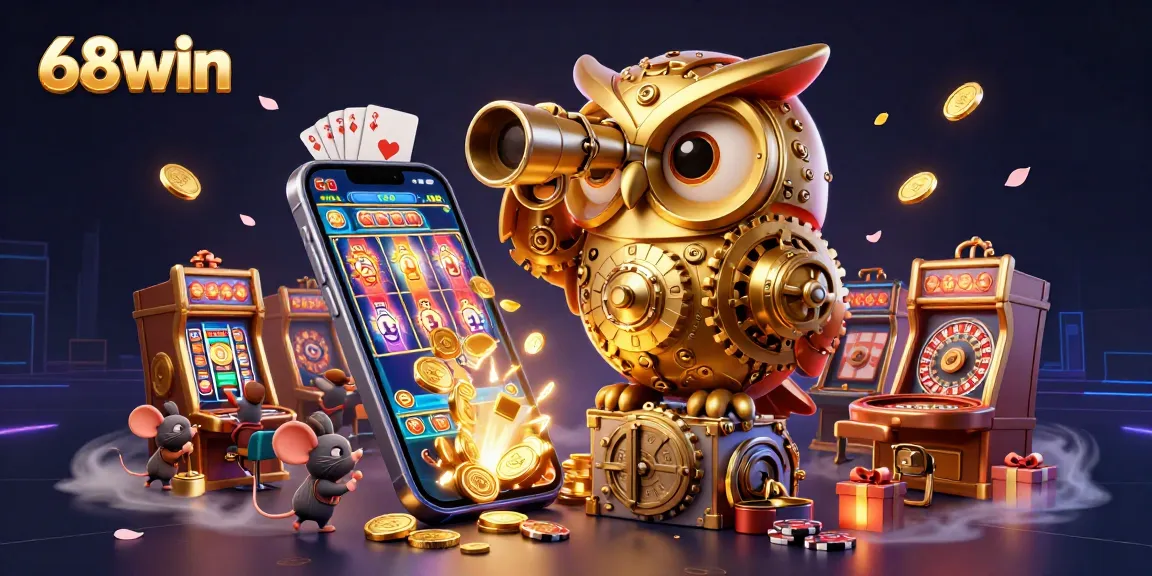 Experience thrilling gaming with 68win's enchanting casino scene and dynamic gaming elements.