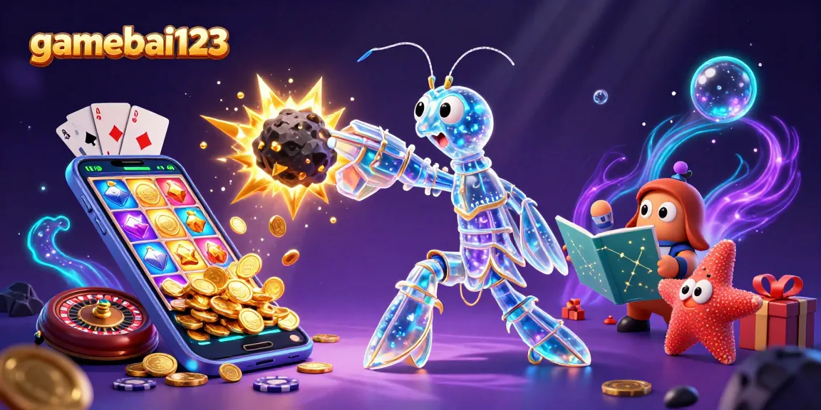 Experience thrilling gameplay with gamebai123 as the mantis shrimp bursts gemstones into the casino world.