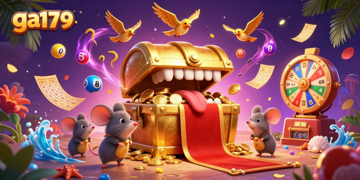 Engage with ga179's thrilling casino adventure featuring a treasure chest and dynamic lottery elements.