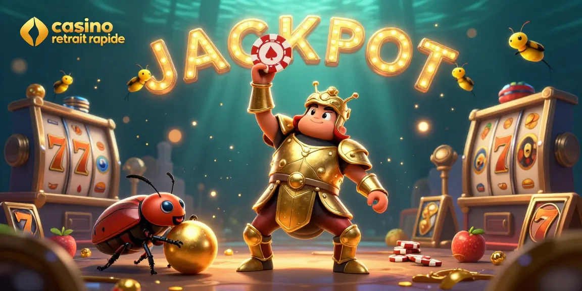 Le casino retrait rapide offre des jackpots et des machines à sous dans une scène ludique.