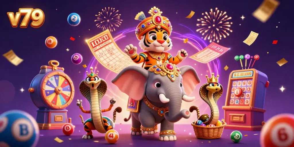 Experience the thrill of v79 gaming with vibrant colors, exciting characters, and dynamic casino elements.