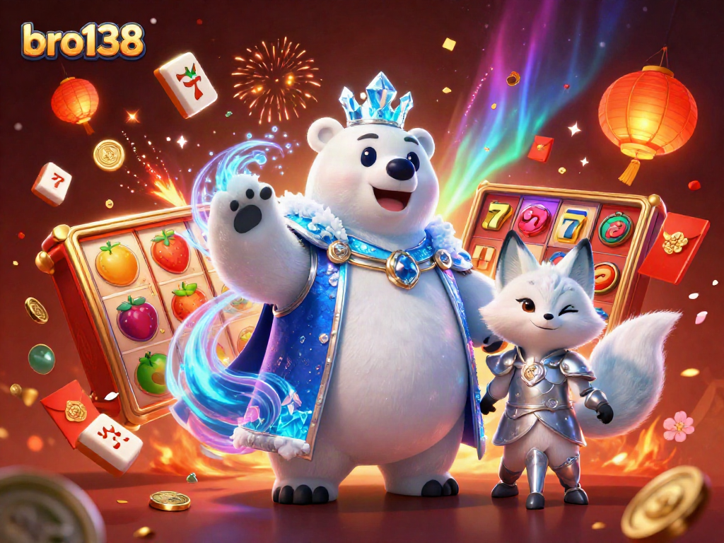 Engage with bro138 for exciting slot play and stunning jackpots in a vibrant casino illustration.
